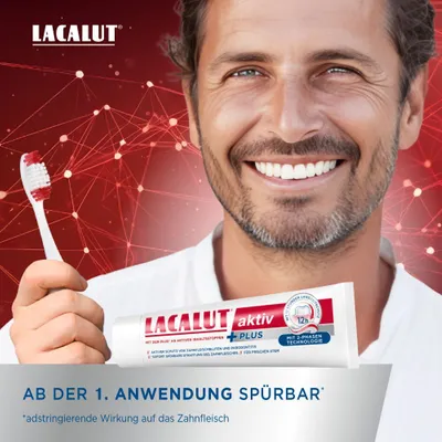 Lacalut aktiv Plus 2-Phasen-Technologie weiße und rote Phase