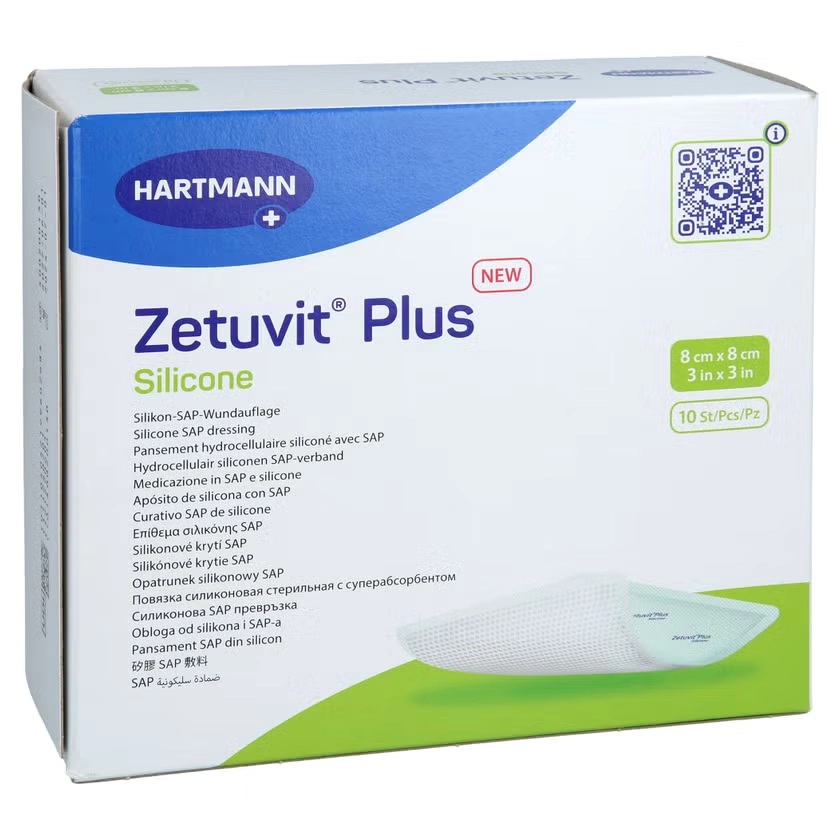ZETUVIT Plus Silicone steril 8x8 cm