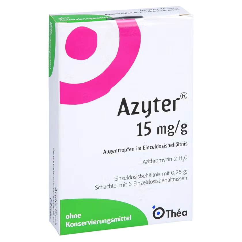AZYTER 15 mg/g Augentropfen im Einzeldosisbehält.