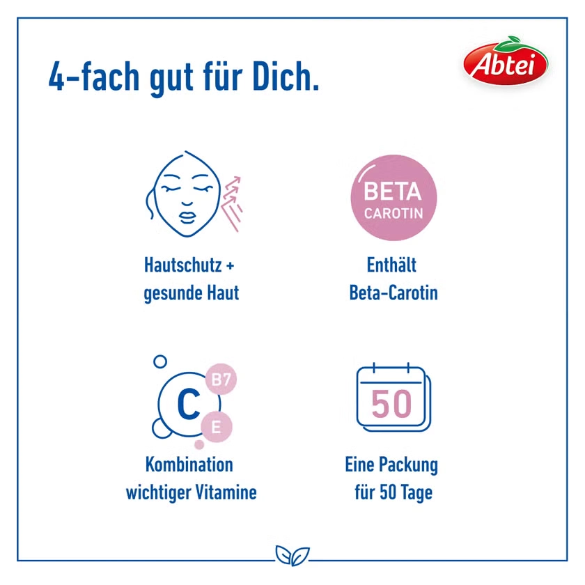 ABTEI Beta-Carotin Plus Kapseln – Hautschutz, Sonnenvorbereitung & Bräune