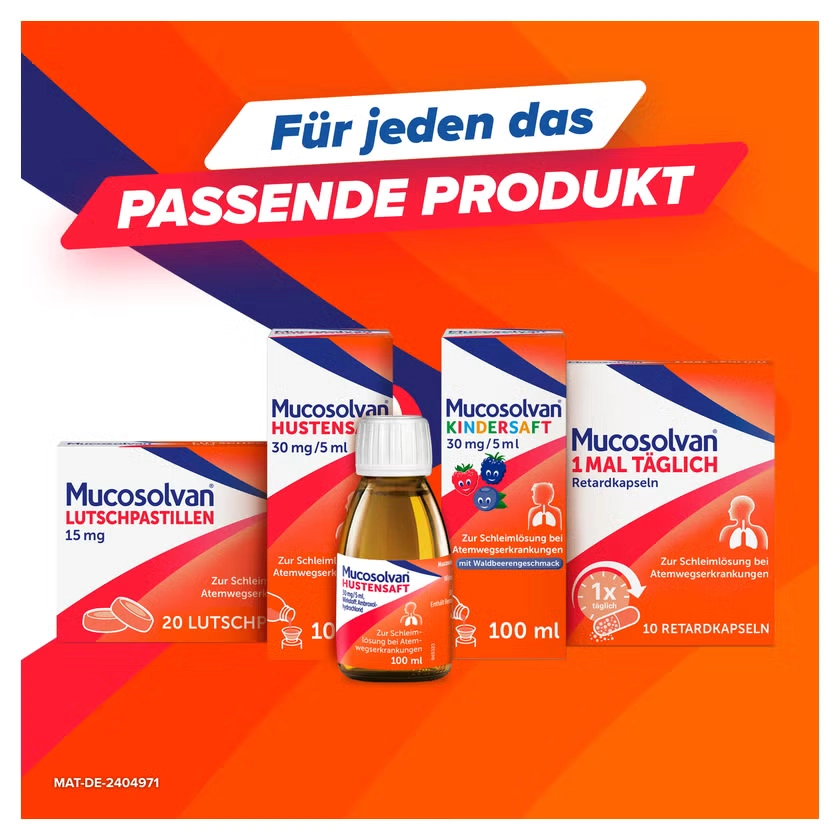 Mucosolvan® 1mal täglich Retardkapseln bei festsitzendem Husten, starker Verschleimung & zähem Schleim