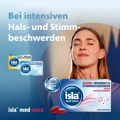 isla med voice Halspastillen bei Heiserkeit und Stimmbeschwerden