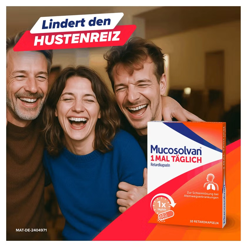 Mucosolvan® 1mal täglich Retardkapseln bei festsitzendem Husten, starker Verschleimung & zähem Schleim