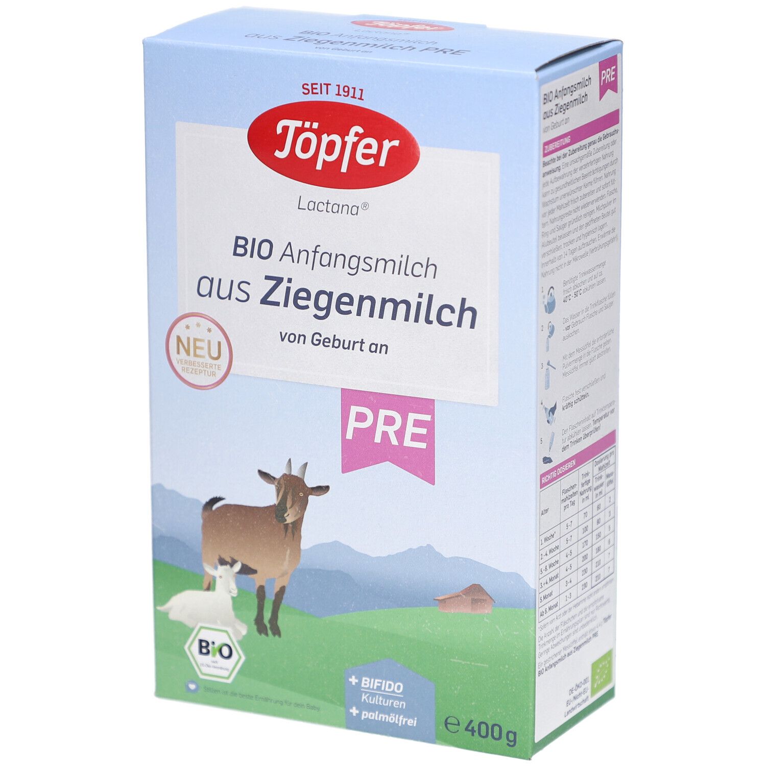 TÖPFER Bio Pre Anfangsmilch auf Ziegenmilchbasis