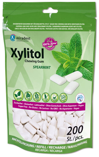 MIRADENT Xylitol Chewing Gum Spearmint Ref.