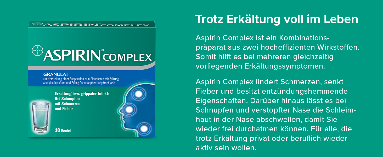 Aspirin Complex Wirkstoffe Acetylsalicylsäure und Pseudoephedrin