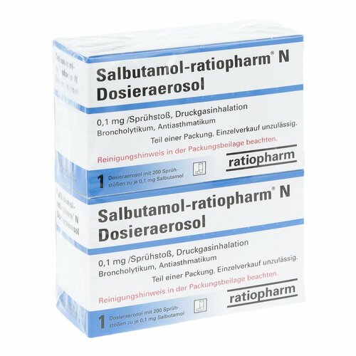 SALBUTAMOL-ratiopharm N 2x200 Hub Dosieraerosol