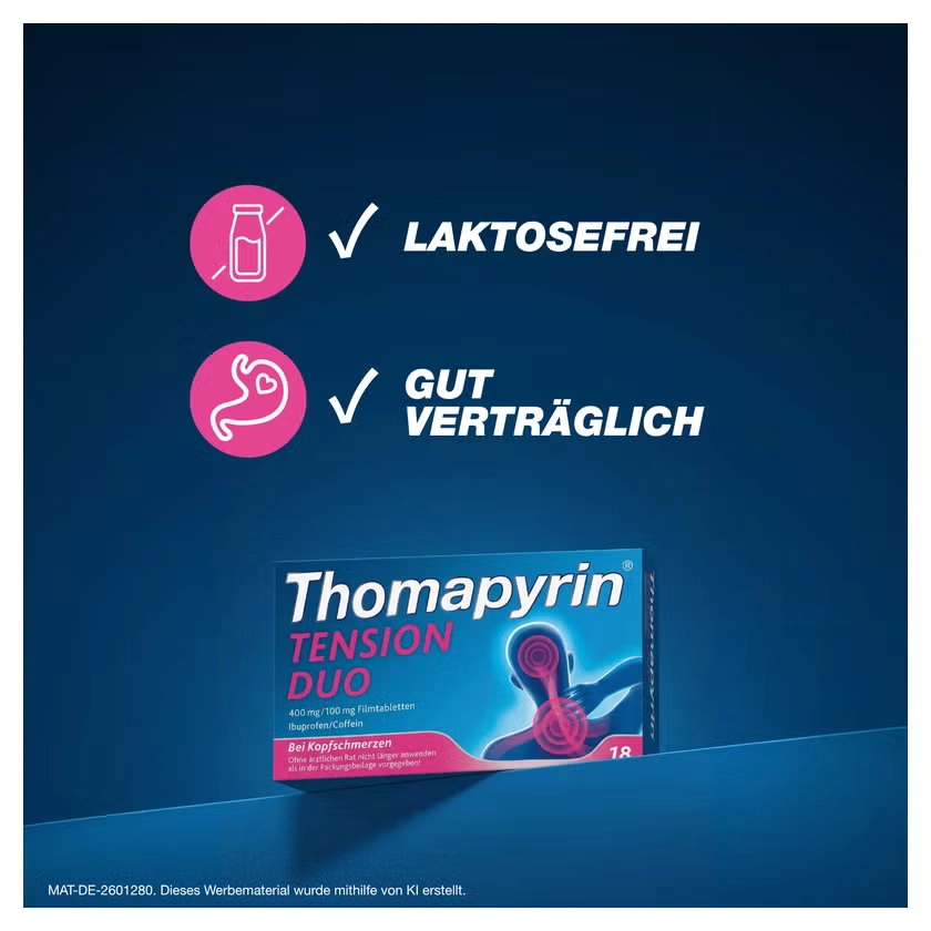 Thomapyrin® TENSION DUO bei Spannungskopfschmerzen, starken Kopfschmerzen & Migräne