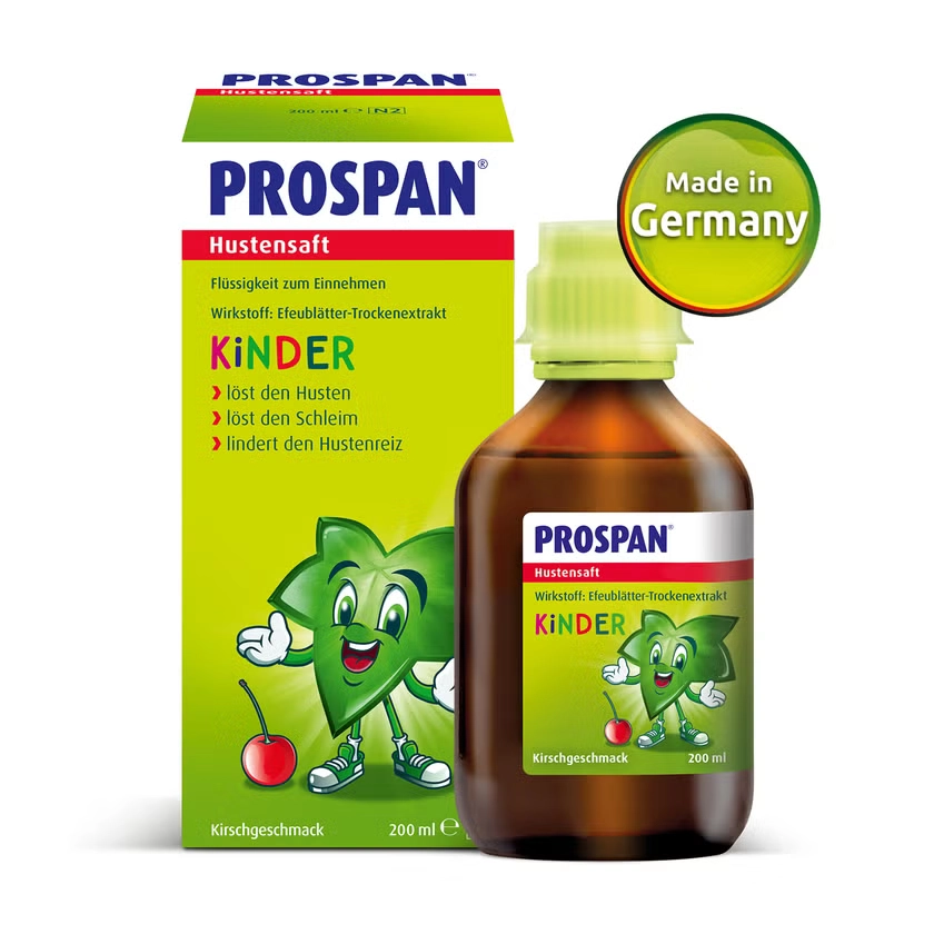 Prospan® Hustensaft für Kinder bei festsitzendem Schleim, Husten & Hustenreiz - Kirschgeschmack