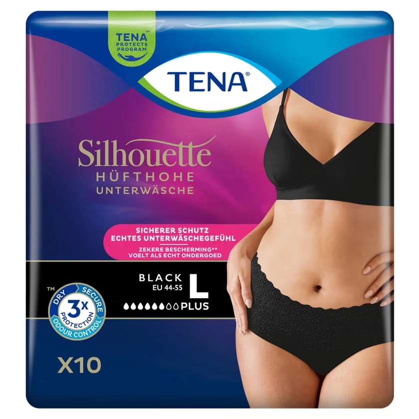 TENA SILHOUETTE plus L black Inkontinenz Pants