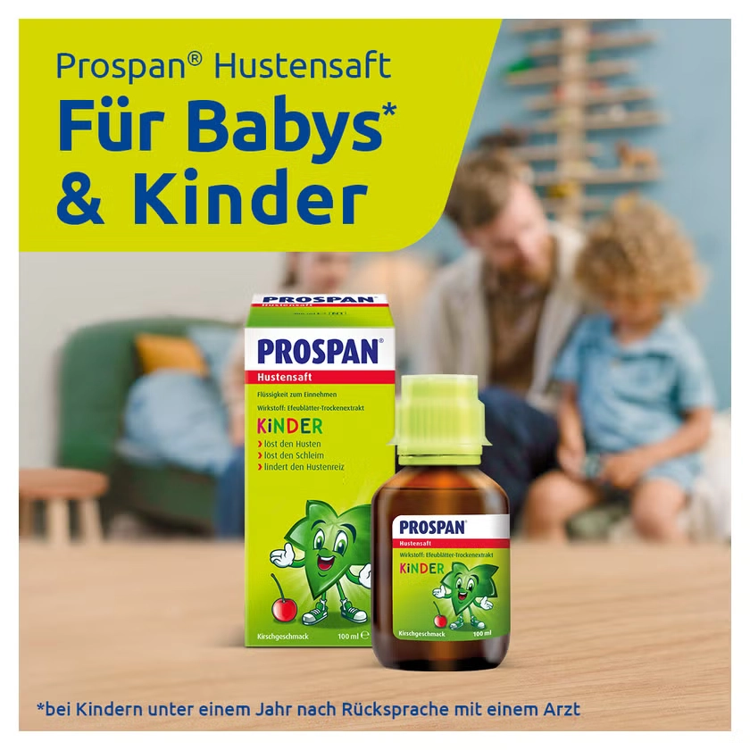 Prospan Hustensaft für Kinder bei festsitzendem Schleim, Husten & Hustenreiz - Kirschgeschmack
