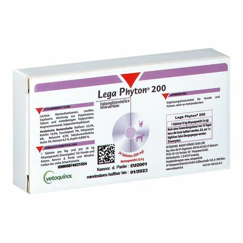 LEGA PHYTON 200 Erg.Futterm.Tabl.f.Hunde/Katzen
