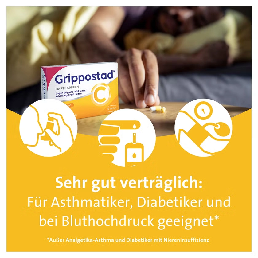 Grippostad C Hartkapseln gegen Erkältung, Grippaler Infekt, Fieber & Schmerzen