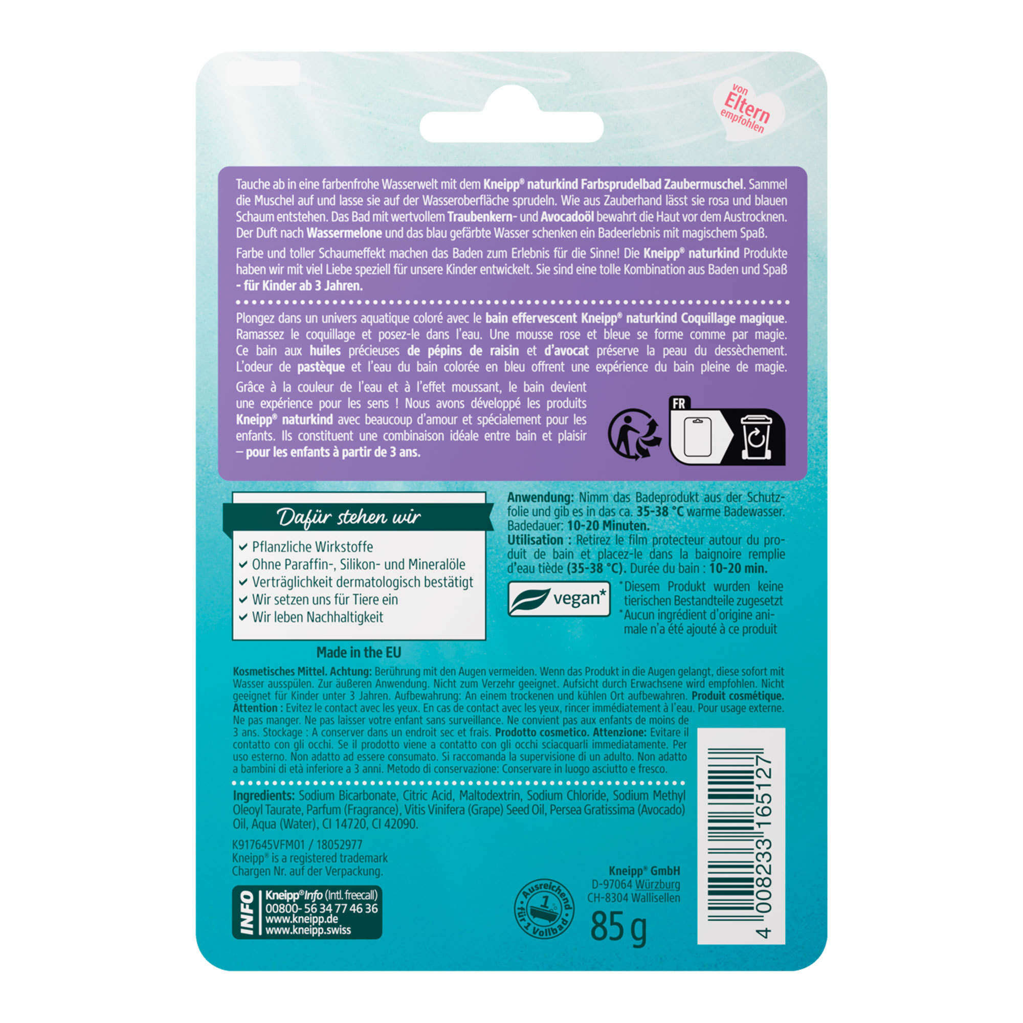 KNEIPP naturkind Zaubermuschel Farbsprudelbad