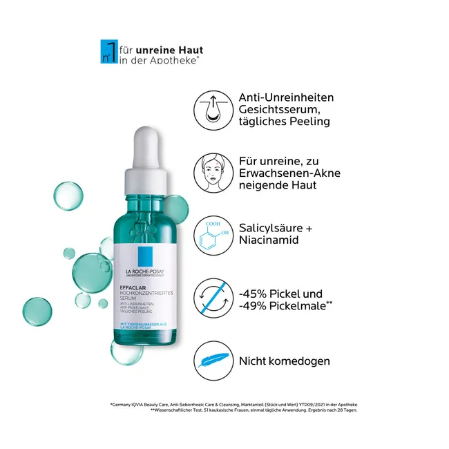 La Roche-Posay Effaclar Hochkonzentriertes Serum bei Akne & Pickelmalen (Peeling mit AHA & BHA)