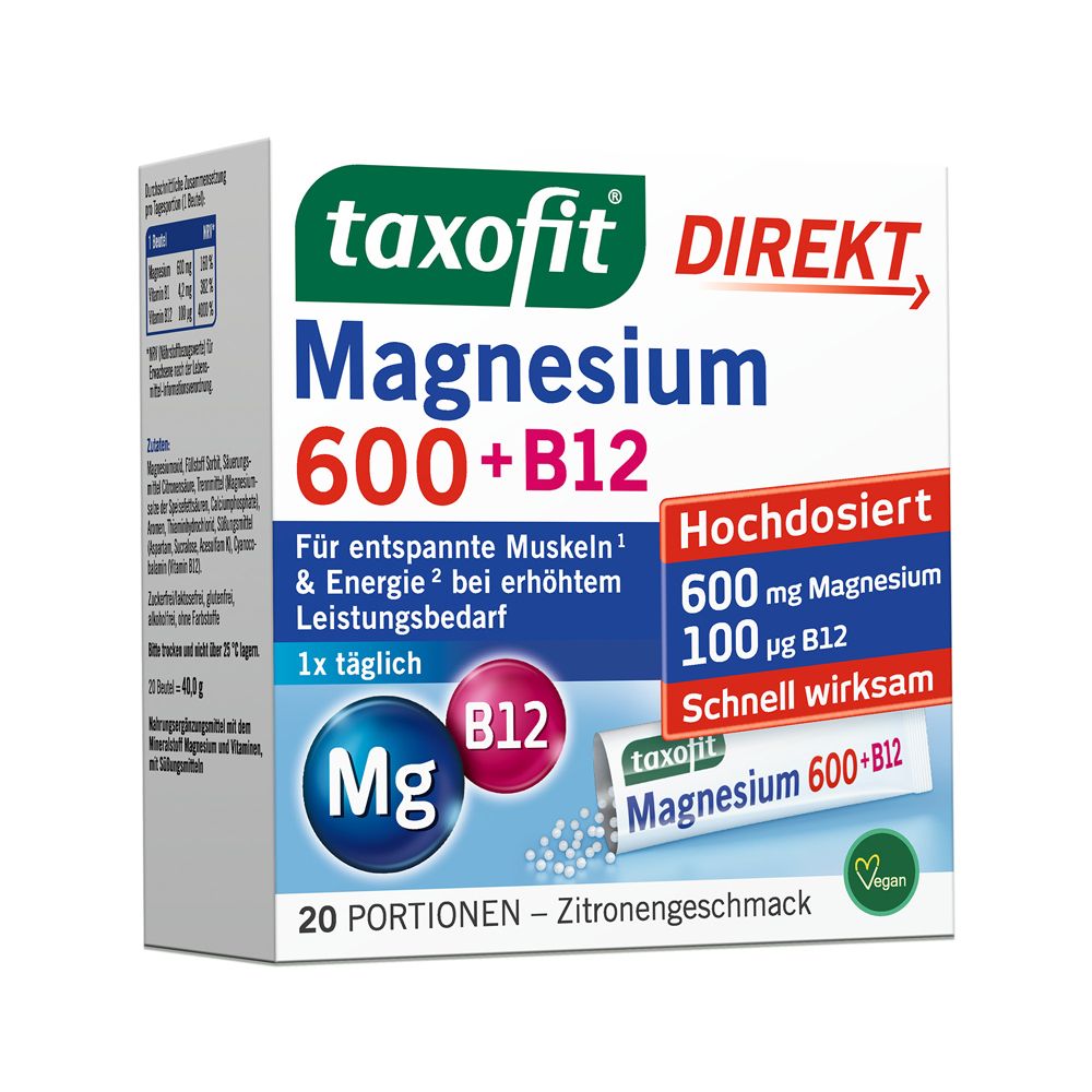 TAXOFIT Magnesium 600+B12 Direkt Granulat