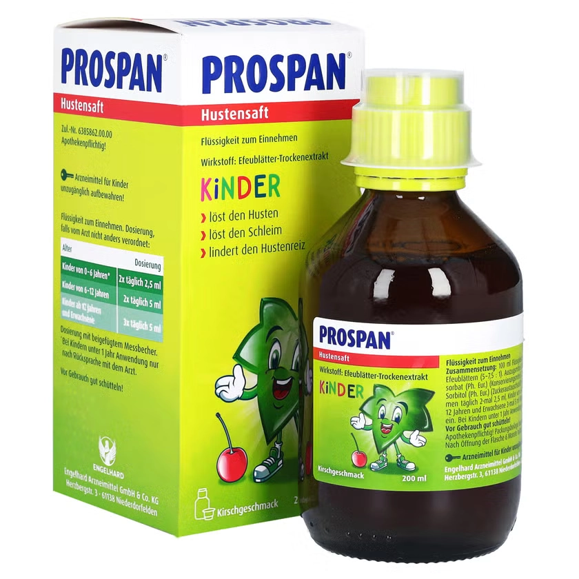 Prospan® Hustensaft für Kinder bei festsitzendem Schleim, Husten & Hustenreiz - Kirschgeschmack