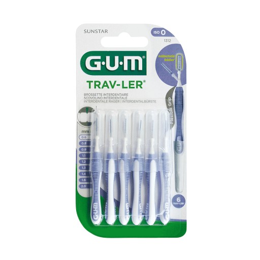 GUM TRAV-LER 0,6mm Kerze hellblau Interdentalbür.