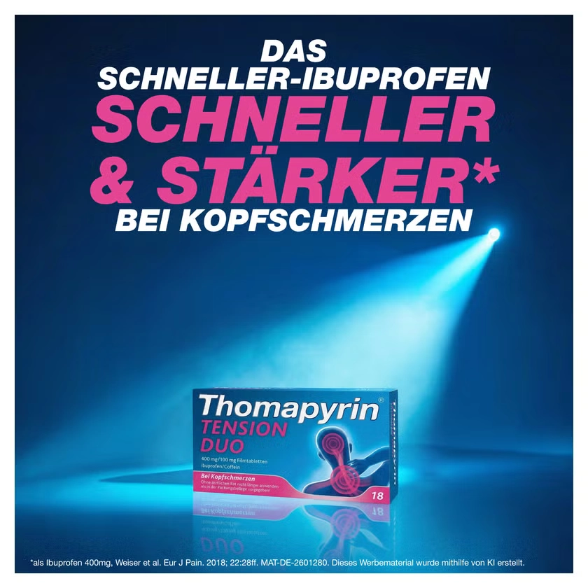 Thomapyrin® TENSION DUO bei Spannungskopfschmerzen, starken Kopfschmerzen & Migräne