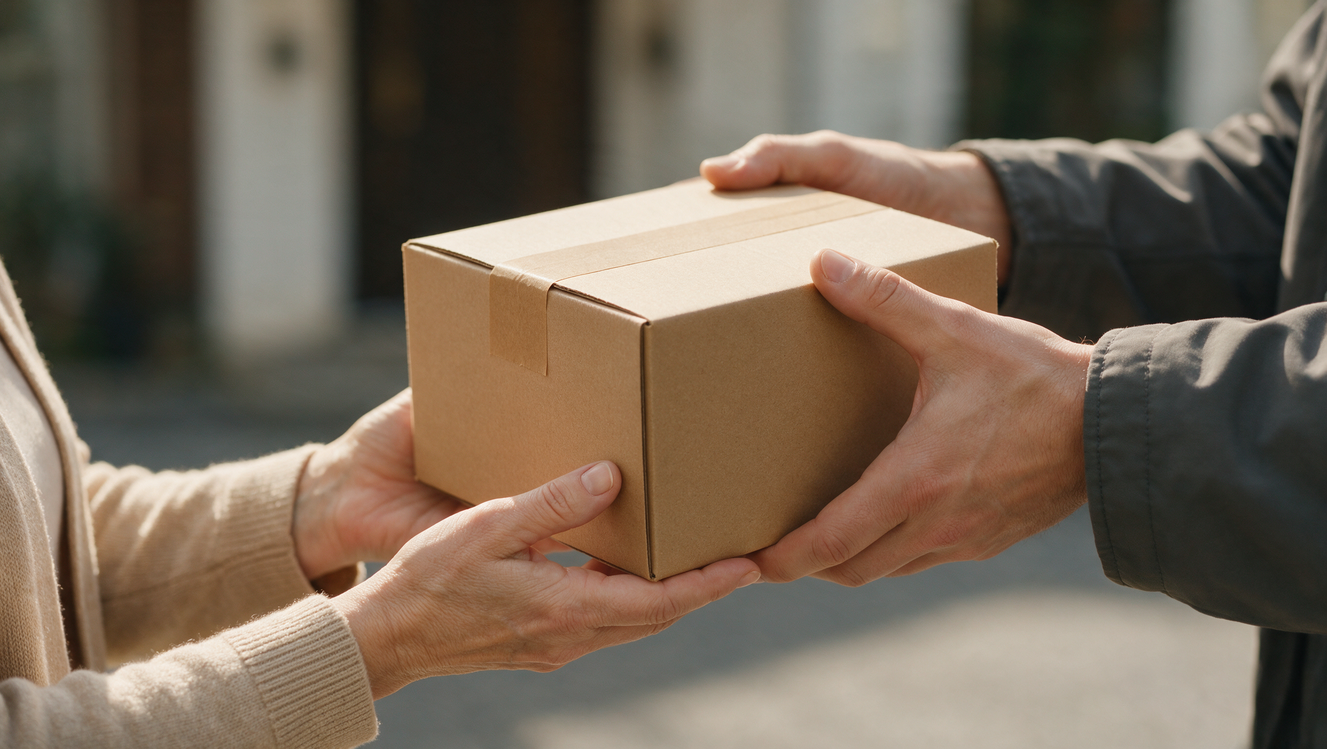 Paket&uuml;bergabe an der Haust&uuml;r &ndash; neutrales, unbedrucktes Paket von apo-versand.de